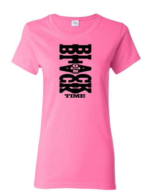 Women's Pink Black on Black Time T-Shirt